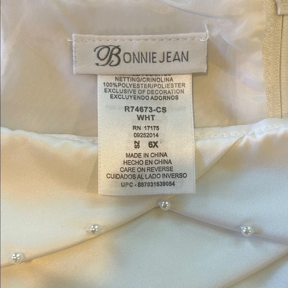 Bonnie Jean White Dress with Pearl Accents First Communion 6X